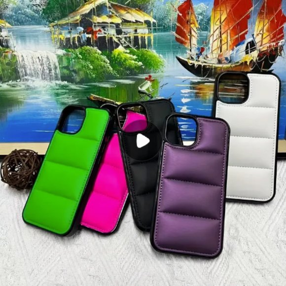 CASELY iPhone 14 PRO MAX Hard Shell Case Puffer Solid PINK WHITE BLACK GREEN NEW - Picture 8 of 12